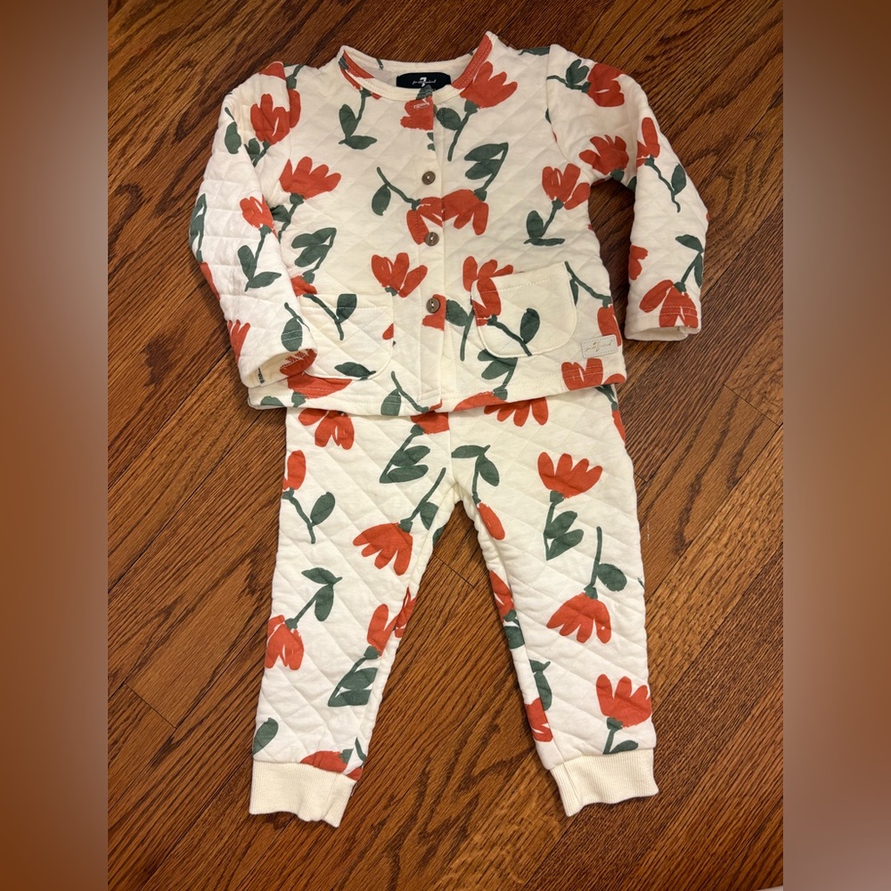 New 7 For All Mankind Floral Kids Set 24M